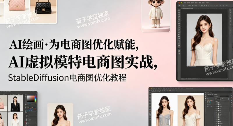AI绘画·为电商图优化赋能，AI虚拟模特电商图实战，StableDiffusion电商图优化教程-茄子学堂-学必富