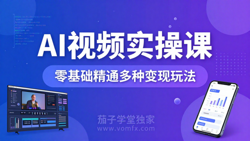 AI 视频实操全套课程｜零基础学习 AI 短视频制作掌握多元变现实操方法-茄子学堂-学必富