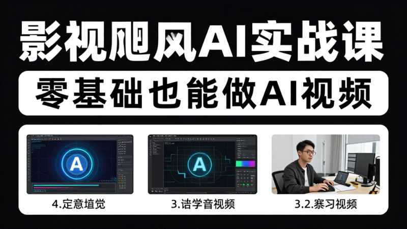 影视飓风 AI 实战全套课程｜零基础 AI 短视频生成剪辑实操系统教学教程-茄子学堂-学必富