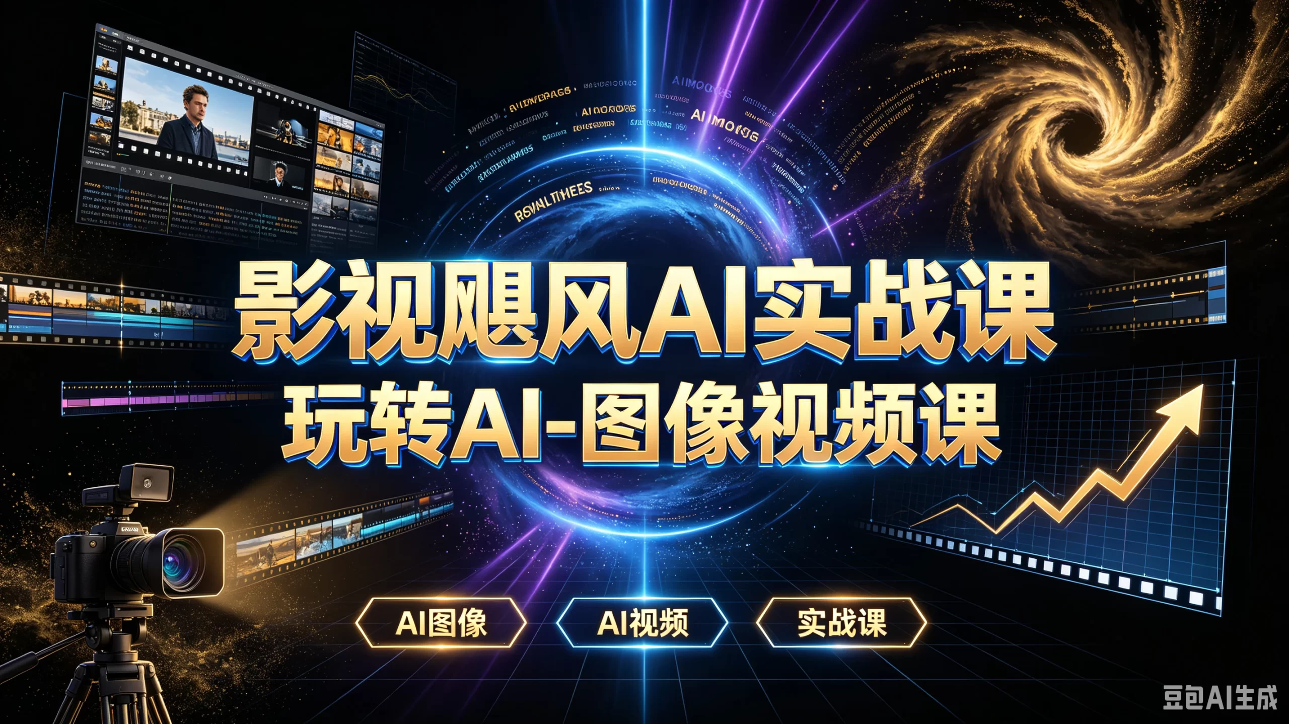 【精】影视飓风AI实战课玩转AI-图像视频课，AI图像、AI视频、实战课-茄子学堂-学必富