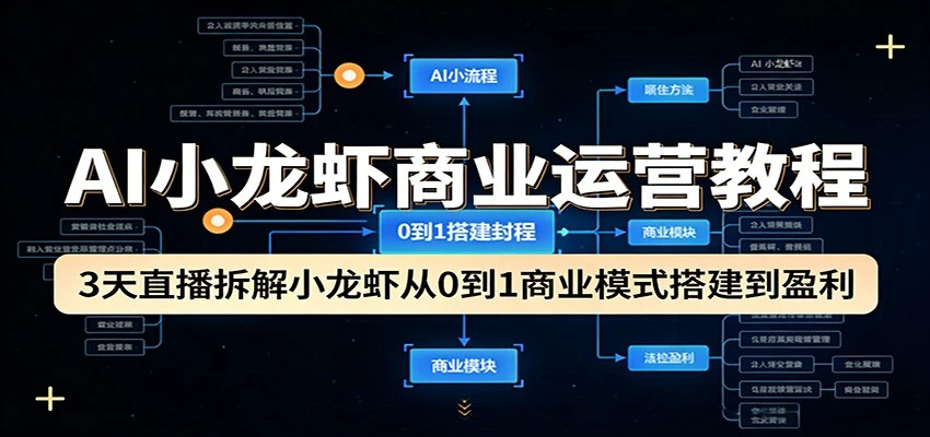 【精】AI小龙虾商业运营教程：实战拆解从0到1盈利模式搭建指南-茄子学堂-学必富