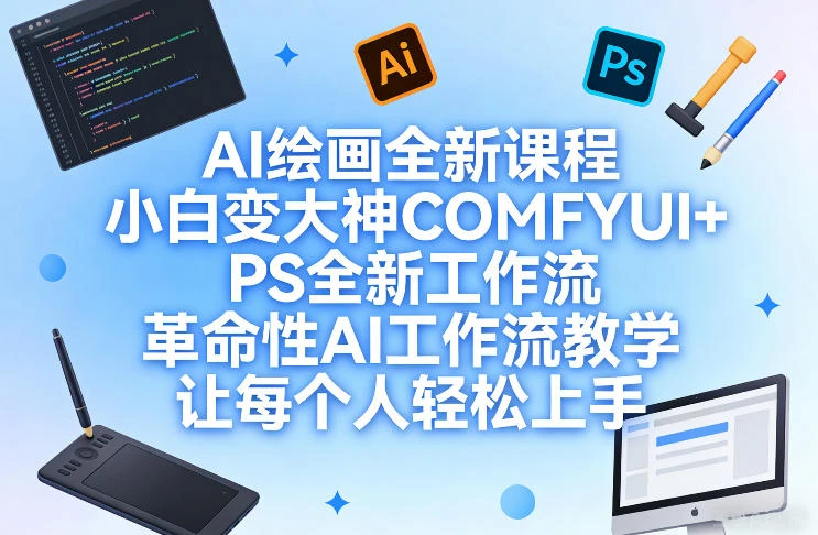 AI绘画全新课程，小白变大神COMFYUI+PS全新工作流，革命性AI工作流教学，让每个人轻松上手-茄子学堂-学必富