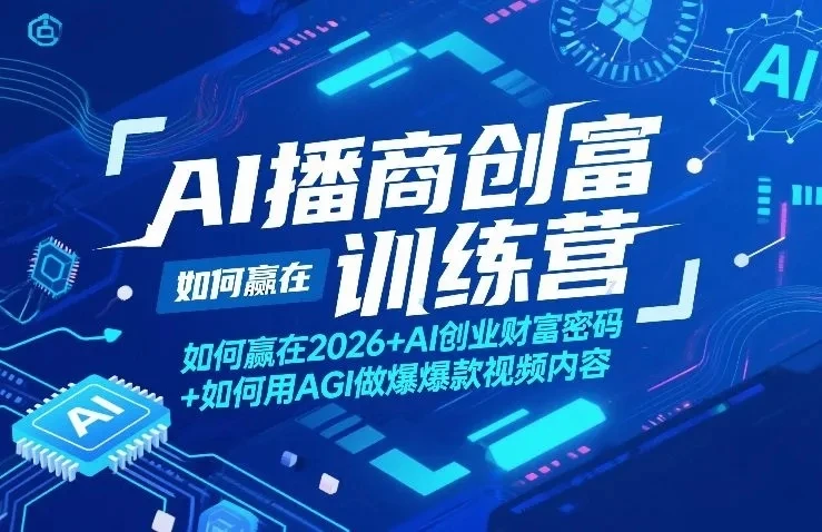 【精】AI播商创富训练营，如何赢在2026+AI创业财富密码+如何用AGI做爆款视频内容-茄子学堂-学必富