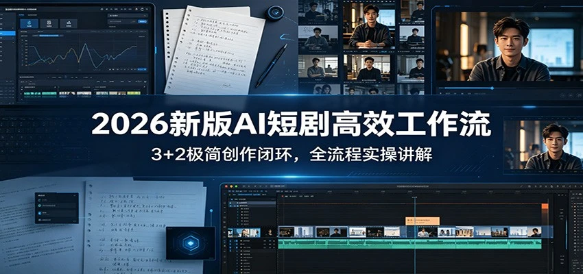 【精】2026新版AI短剧高效工作流：3+2极简创作闭环，全流程实操讲解，Seedance 2.0工作流，带你玩转新流程极速赚钱-茄子学堂-学必富