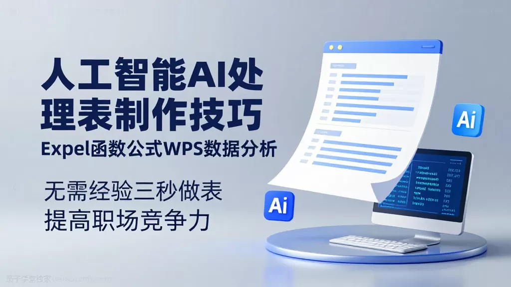 AI 表格自动化全套教程｜Excel 函数 WPS 数据分析零基础快速制表职场提升实操课程-茄子学堂-学必富