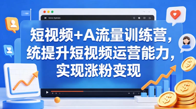 【精】短视频+AI流量训练营，统提升短视频运营能力，实现涨粉变现-茄子学堂-学必富