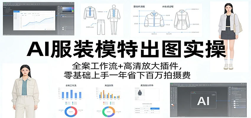 AI服装模特出图实操：全案工作流+ 高清放大插件，零基础上手一年省下百万拍摄费-茄子学堂-学必富