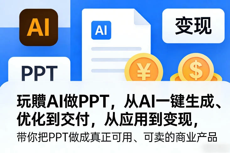 【精】玩赚AI做PPT 从生成优化到交付变现 零基础商业实战教程-茄子学堂-学必富